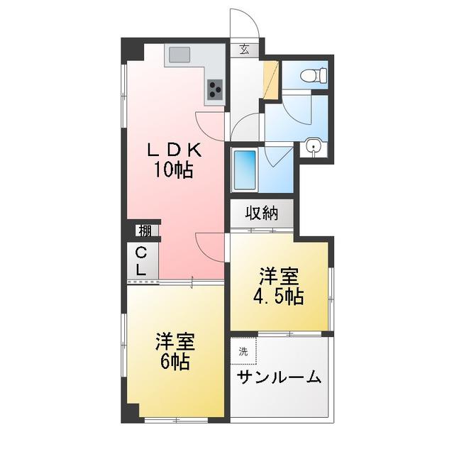 アビタシオン武田(2LDK/2階)の間取り写真