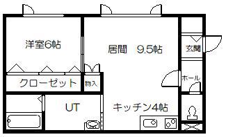 ツインクル新町(1LDK/1階)の間取り写真