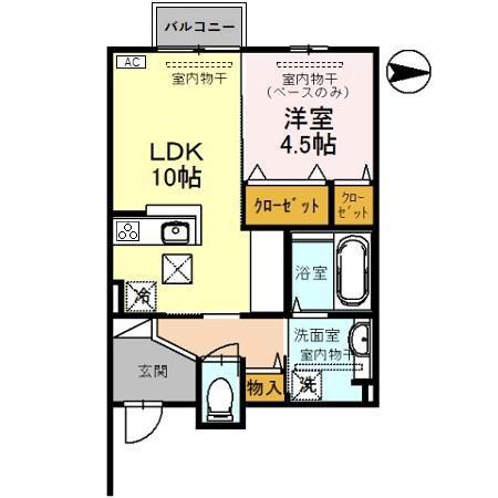 ＩＲいしかわ鉄道 金沢駅 バス乗車時間：16分 最寄りバス停で下車 徒歩9分 2階建 築9年(1LDK/1階)の間取り写真