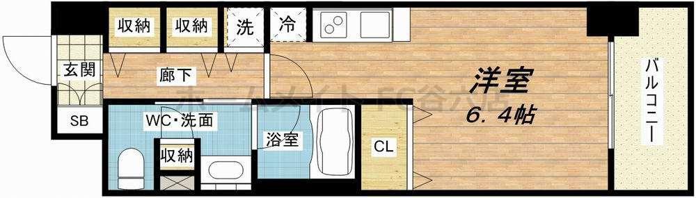 アーバネックス北浜(1K/9階)の間取り写真