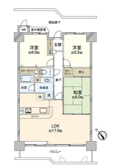 シャルマン古江(3LDK/2階)の間取り写真