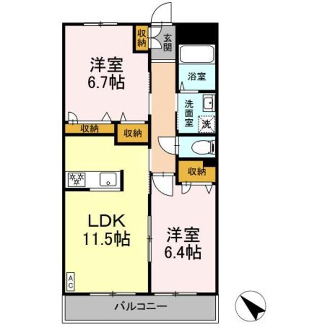 レジェンドメゾン(2LDK/3階)の間取り写真
