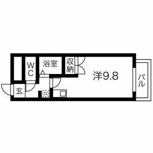 エステイタスAS-17(ワンルーム/3階)の間取り写真