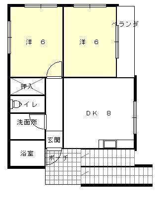 ハイツおおしお(2LDK/2階)の間取り写真