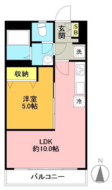 サンライズマンション(1LDK/2階)の間取り写真