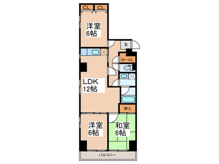 マンションヴィップ柳橋(3LDK/4階)の間取り写真