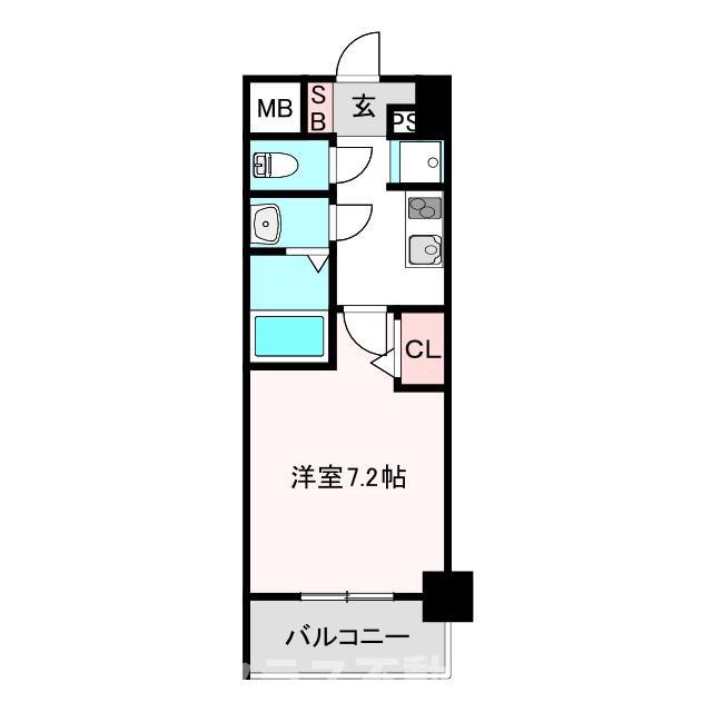 エスリードコート阿倍野昭和町(1K/9階)の間取り写真