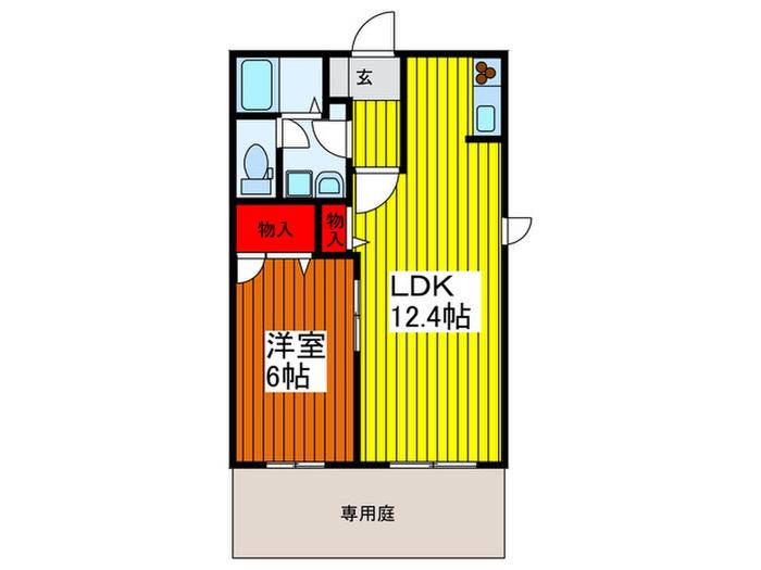 ベルエスペランサドゥ(1LDK/1階)の間取り写真