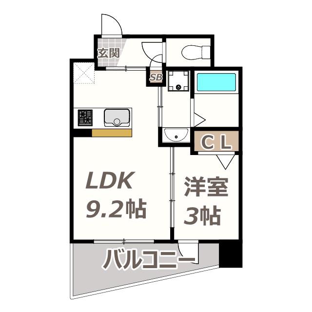 ケーアイコート南田辺(1LDK/5階)の間取り写真