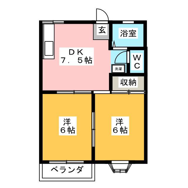 プランドール(2DK/2階)の間取り写真