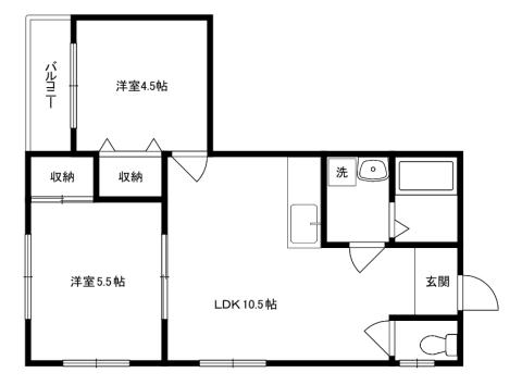 寿賀マンション(2LDK/2階)の間取り写真