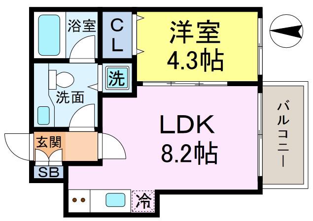パレルモコート(1DK/1階)の間取り写真