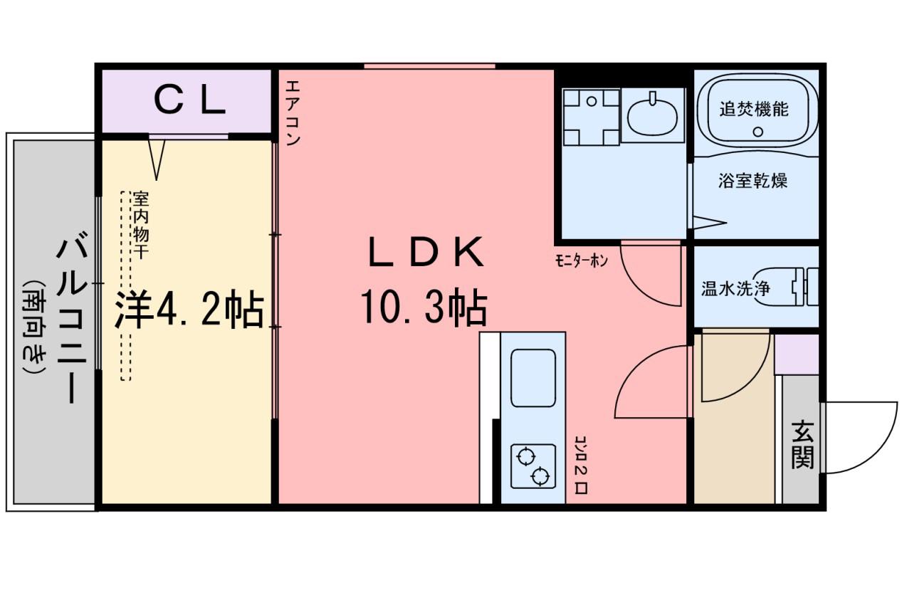 クレシア前原駅前(1LDK/3階)の間取り写真