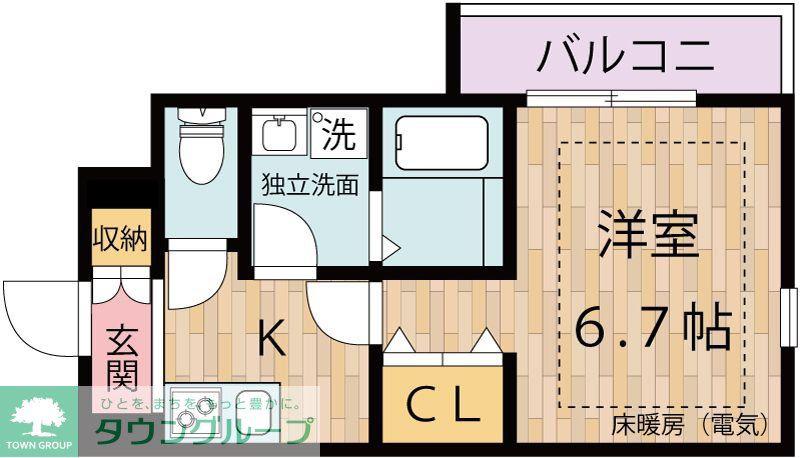 リュミエールI(1K/1階)の間取り写真