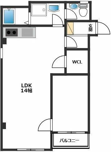 A-フラット(1LDK/3階)の間取り写真