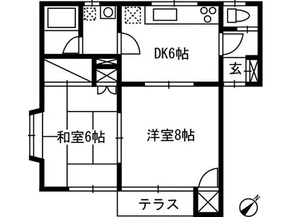 メゾンピーチミラNO.2(2DK/1階)の間取り写真