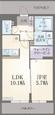 ボウヴェール徳倉C(1LDK/3階)の間取り写真