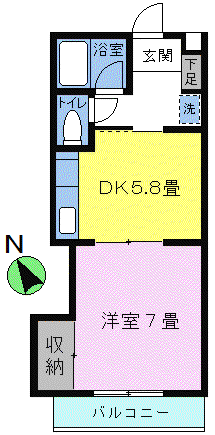 ヴィラ松風台(1DK/1階)の間取り写真