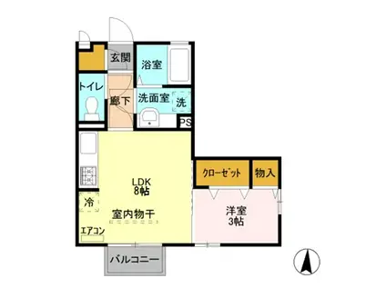 ディアコート A(1LDK/1階)の間取り写真