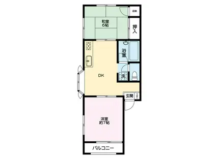 ベルシオン21(2DK/1階)の間取り写真