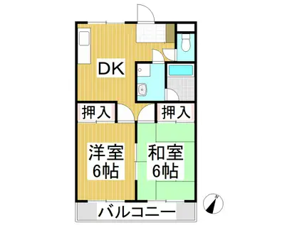 キャッスルヨシカワA(2DK/3階)の間取り写真