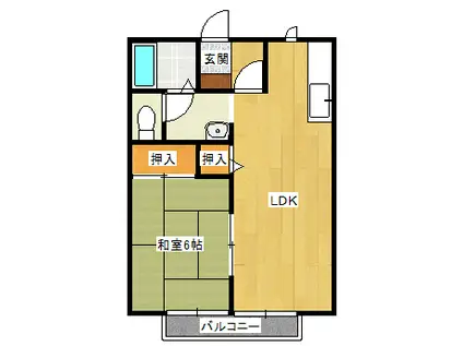 ハイツ・サンライフ郡家B棟(1LDK/2階)の間取り写真