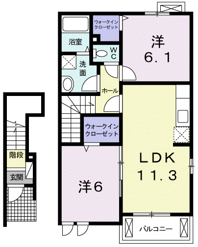 メゾンブローテ A(2LDK/2階)の間取り写真