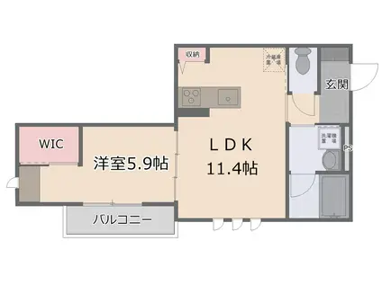 オレオス(1LDK/2階)の間取り写真