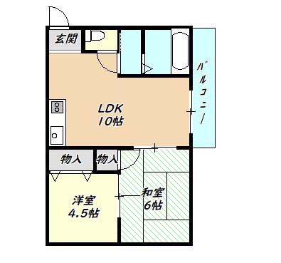 メゾン・ビュー(2LDK/2階)の間取り写真