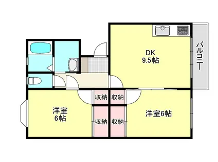 イーストハイツ(2DK/1階)の間取り写真