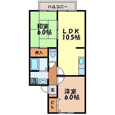 セジュール小野田(2LDK/1階)の間取り写真