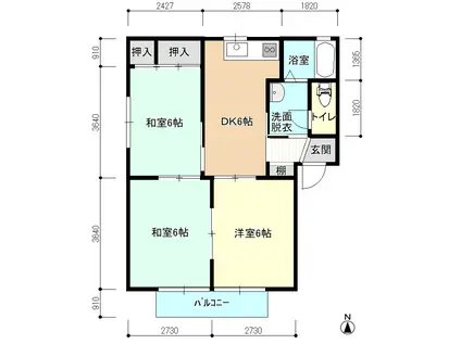 コーポING(3DK/2階)の間取り写真