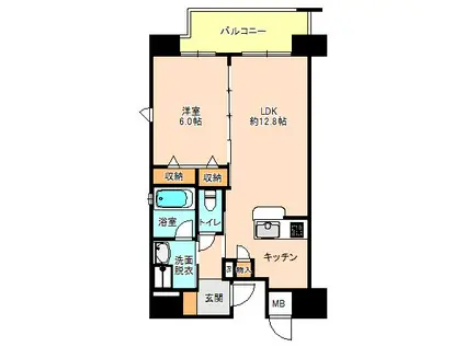 ディアメゾン新白島駅(1LDK/9階)の間取り写真