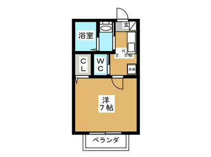 クレール泉(1K/1階)の間取り写真
