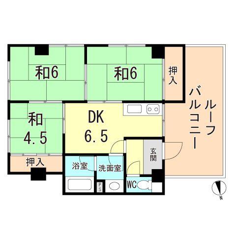 第一暁マンション(3DK/4階)の間取り写真