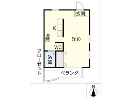 茜部中島マンション(ワンルーム/3階)の間取り写真