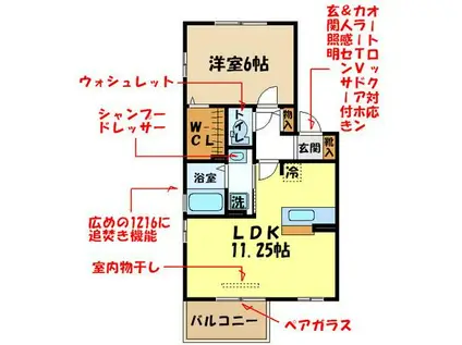 フェリスタ経塚(1SLDK/2階)の間取り写真