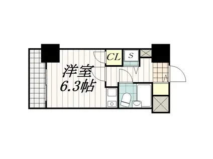 ライオンズマンション千葉東(1K/5階)の間取り写真