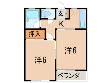 ラ・アルテ(2K/1階)の間取り写真