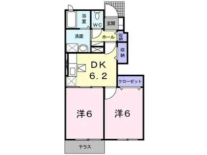 レイクサイド遠賀(2DK/1階)の間取り写真
