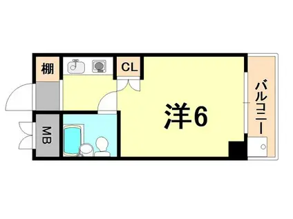キューブ東塚口(1K/10階)の間取り写真