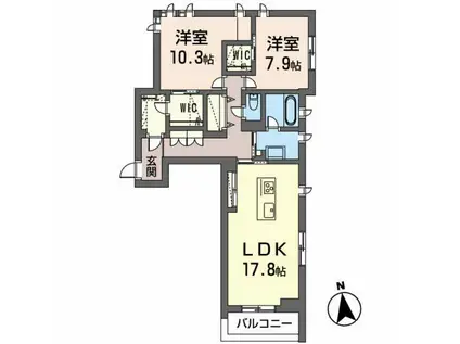 メゾンマスト富沢(2LDK/2階)の間取り写真
