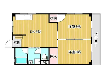 第三南風荘(2DK/2階)の間取り写真