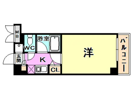 エステムコート芦屋西(1K/2階)の間取り写真