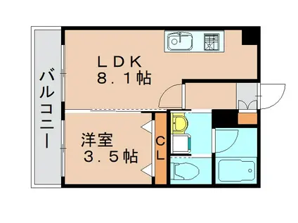 コンダクト福岡東(1LDK/10階)の間取り写真