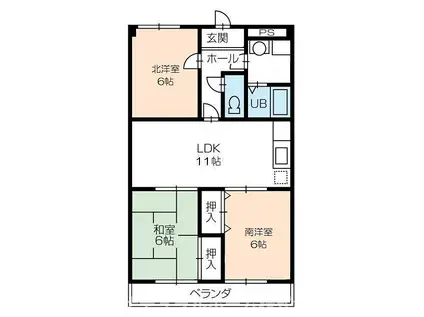 フィオーレ田中(3LDK/4階)の間取り写真