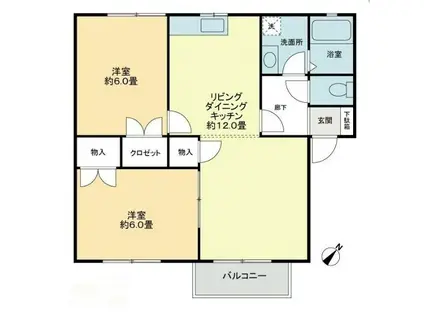 メンバーズタウン讃岐富士A(2LDK/2階)の間取り写真