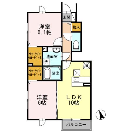 セジュール下瀬谷A棟(2LDK/2階)の間取り写真
