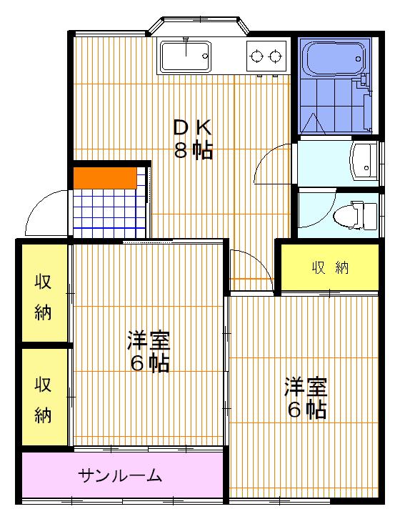 コーポアイリス(2DK/1階)の間取り写真