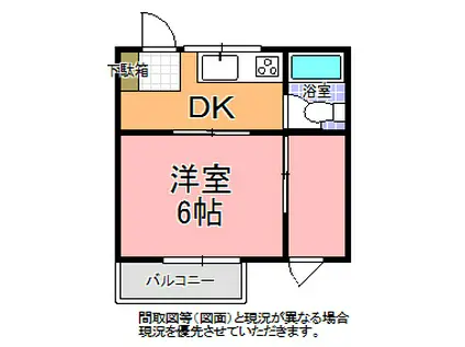 コーポ塙(1DK/2階)の間取り写真